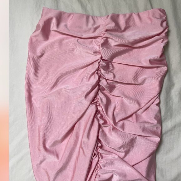 ⭐️ Ruffled Ruched Boho Glam Baddie Chic Party Club Dancing Pastel Hip Midi Skirt - Picture 5 of 6